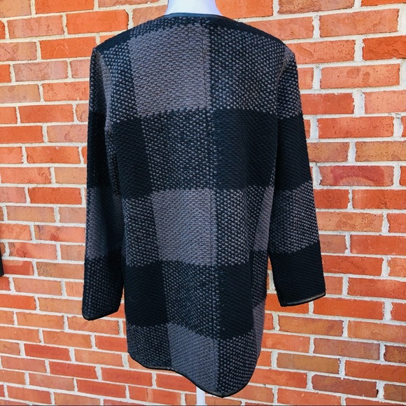 Old Navy Black & Gray Open Front Plaid Coatigan Cardigan Womens Size Small - Picture 5 of 7